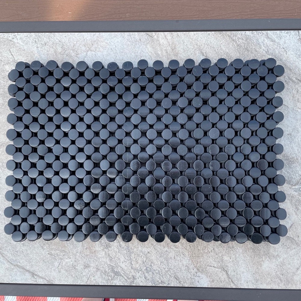 Black Wood Beaded Placemats Set of 4 Handcrafted Modern Geometric Table Decor